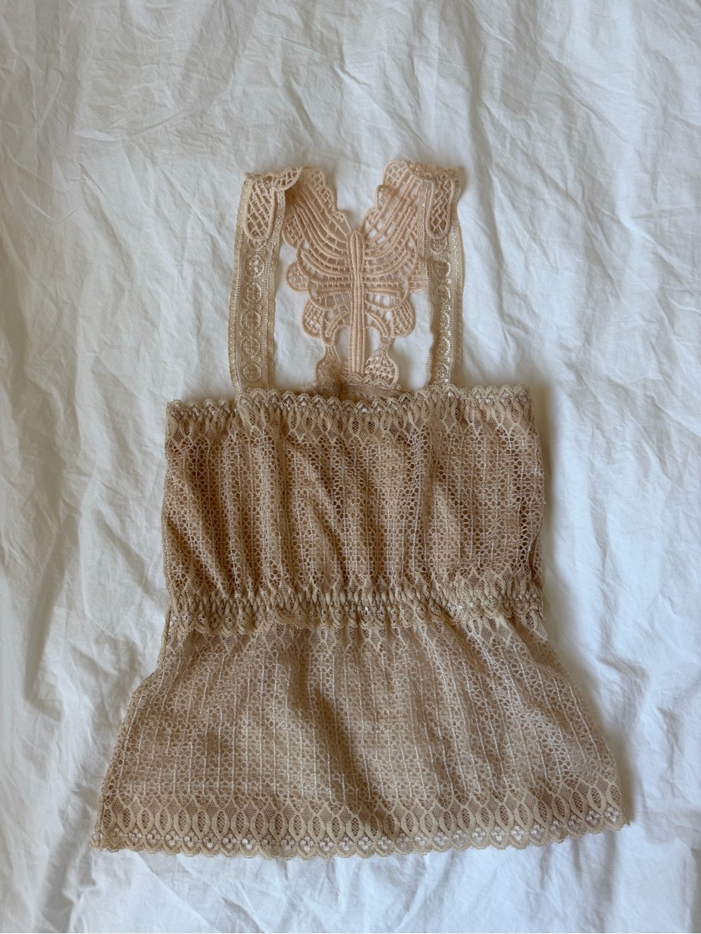 sheer nude lace tank w lining